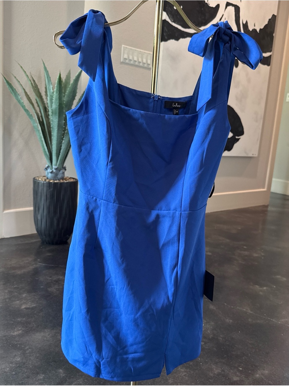 Lulu's Cobalt Blue Tie-Shoulder Mini Dress